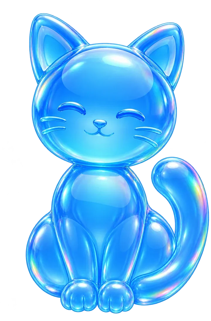 a cat made of soap bubble