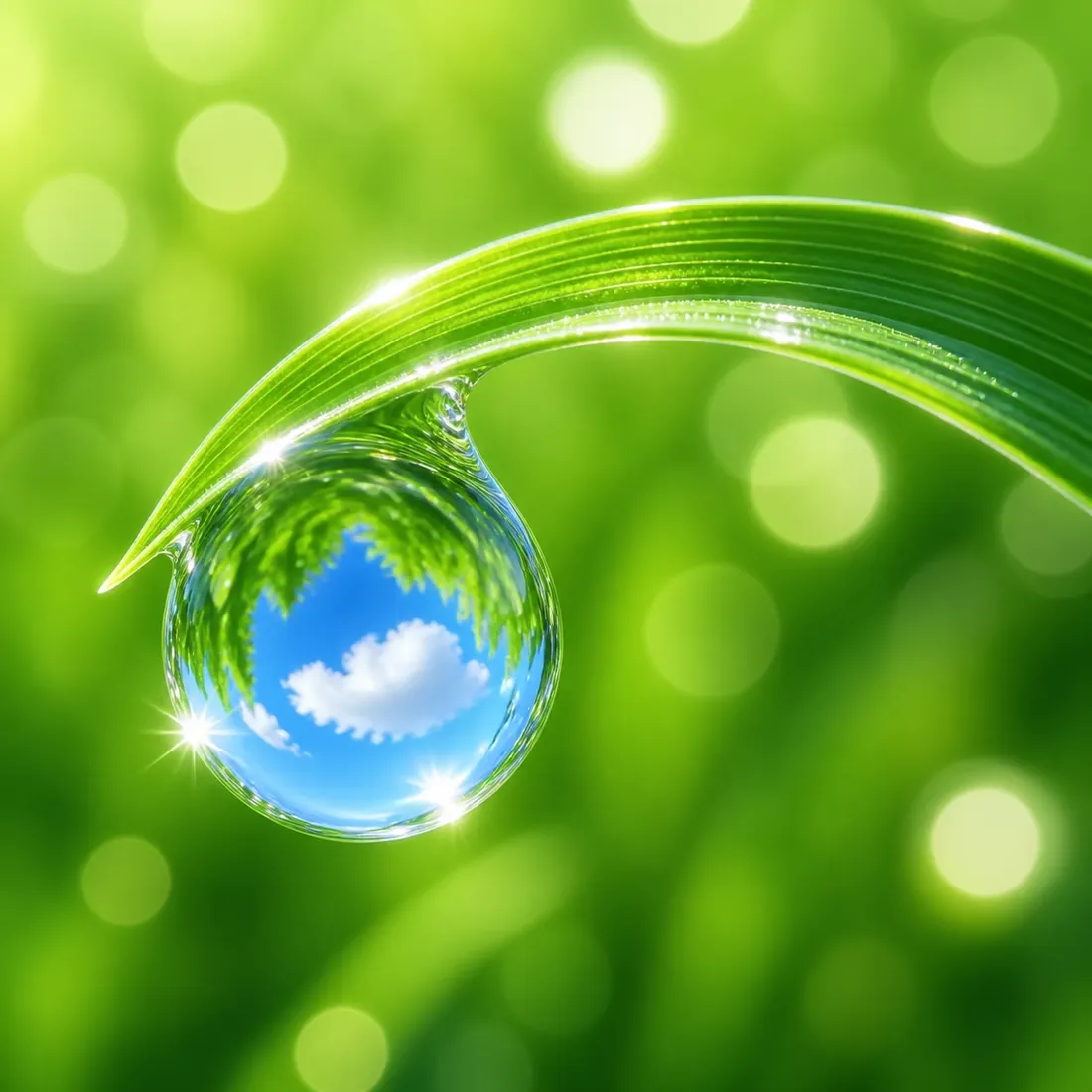a dew drop on a blade of grass